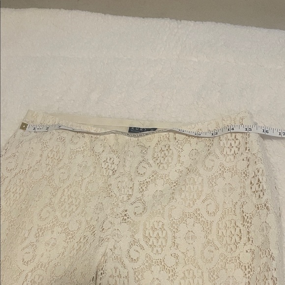 Vintage KORS Cream Lace Flare Pants • Boho Bridal Festival Statement Pants - Picture 8 of 12